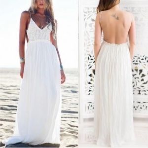 Shein White Maxi Open Back Dress